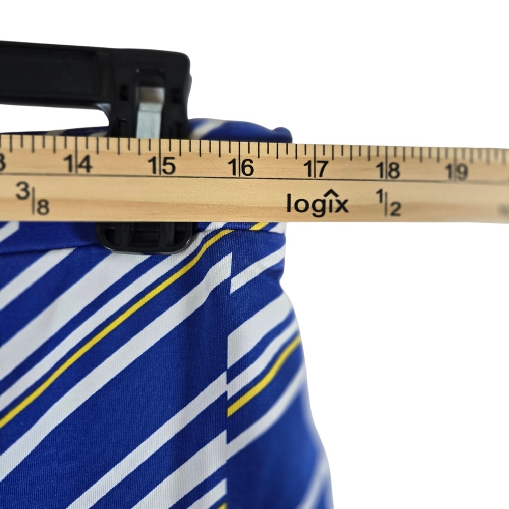 LBH Golf Skort Womens Large Blue Yellow Striped Elastic Waist Stretch Knit - Picture 3 of 8